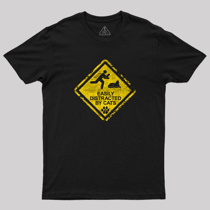 Cat Distraction Warning T-Shirt