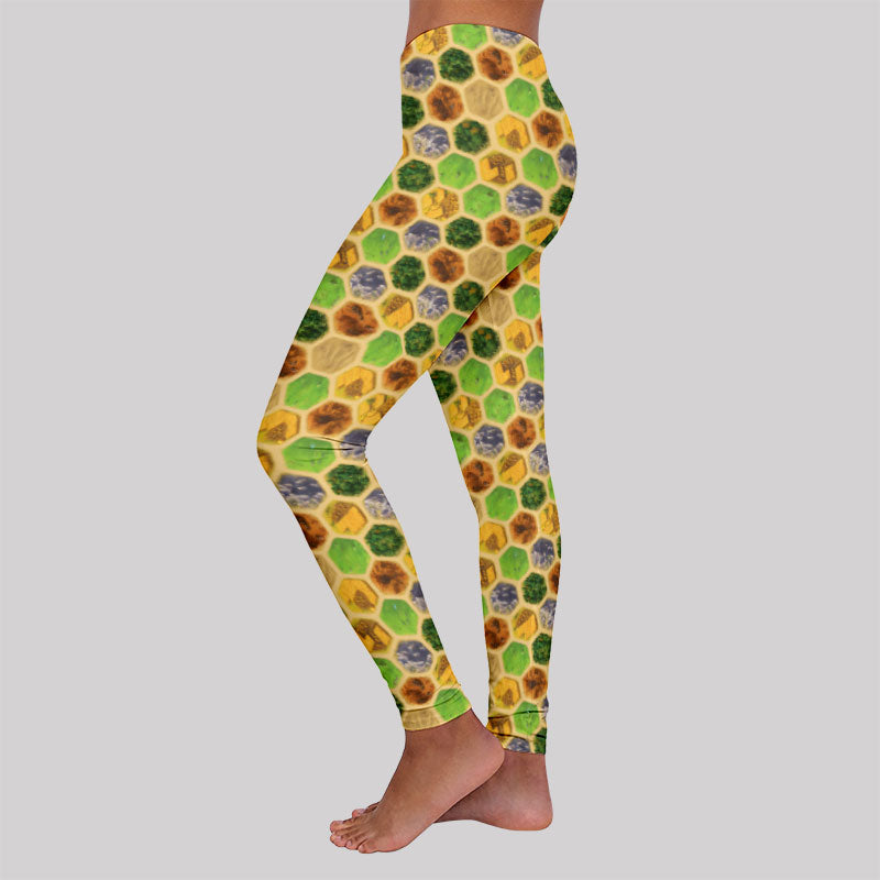 Board Game Map Green Geek Leggings