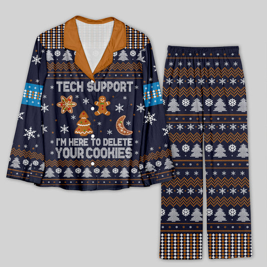 Tech Support Computer Programmer Black Pajamas Set