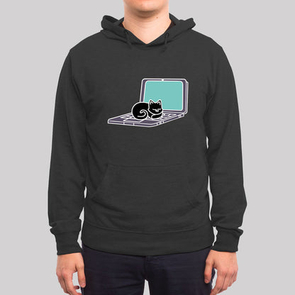 Cat Sleeping on Laptop Geek Hoodie