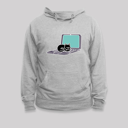 Cat Sleeping on Laptop Geek Hoodie