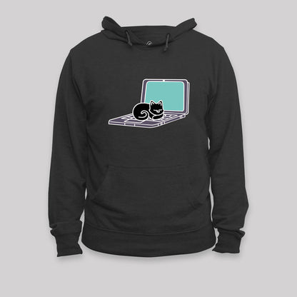 Cat Sleeping on Laptop Geek Hoodie