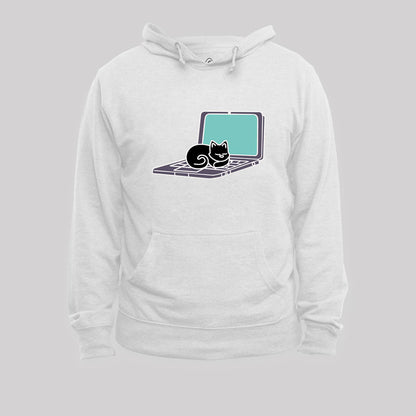 Cat Sleeping on Laptop Geek Hoodie