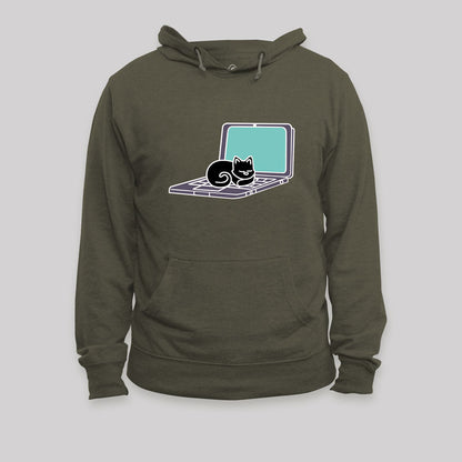 Cat Sleeping on Laptop Geek Hoodie