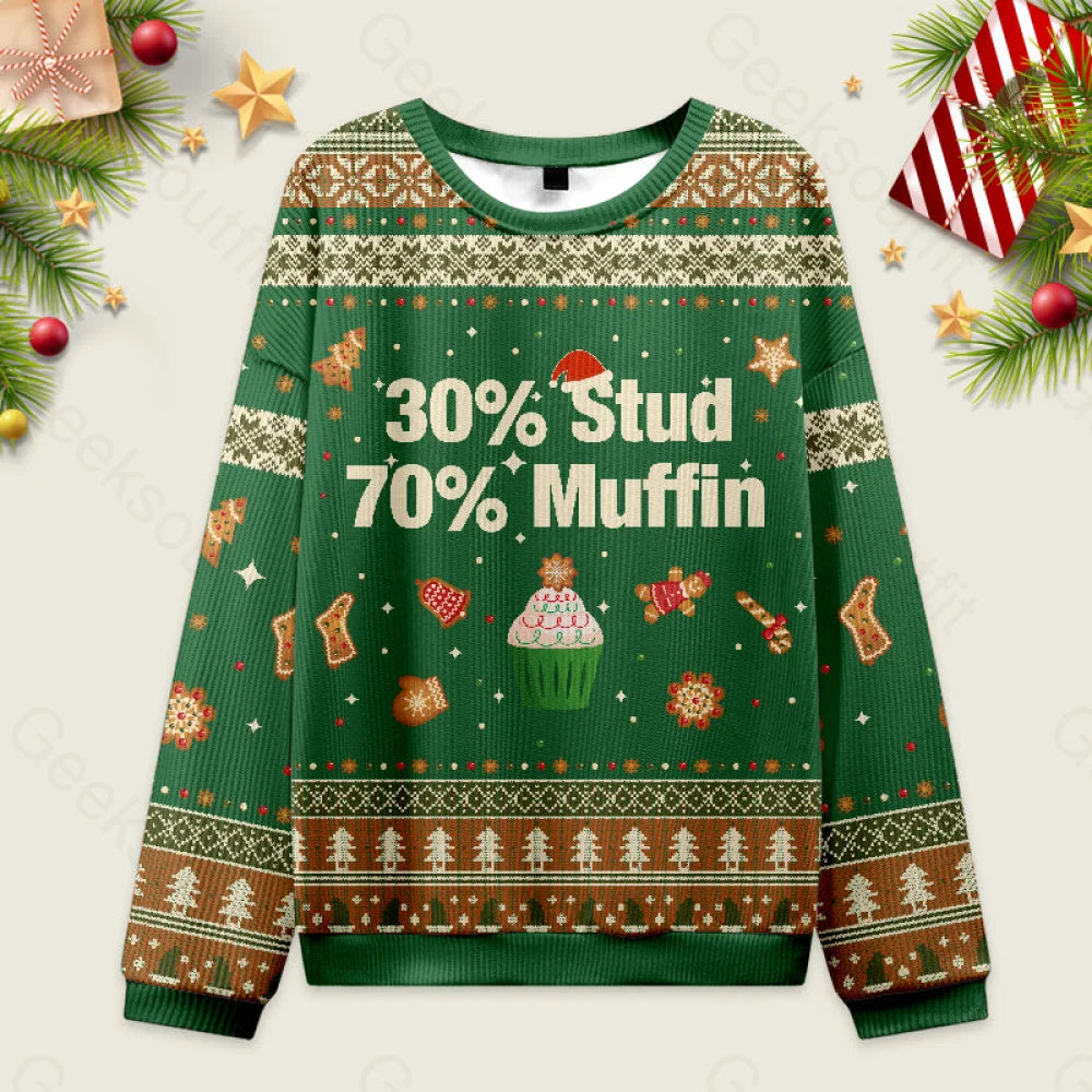 30％ Stud 70％ Muffin Ugly Christmas Sweater Men’s Style-S