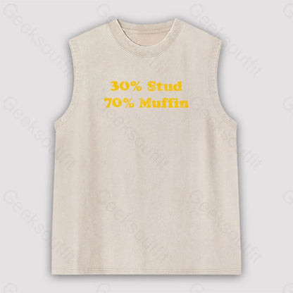 30 Stud 70 Muffin Unisex Washed Tank Apricot / S