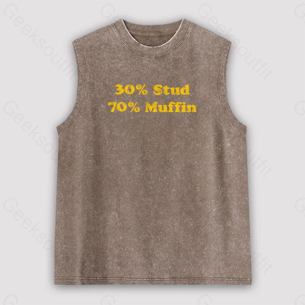 30 Stud 70 Muffin Unisex Washed Tank Brown / S