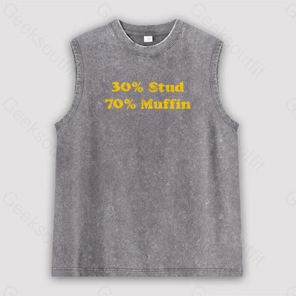 30 Stud 70 Muffin Unisex Washed Tank Grey / S