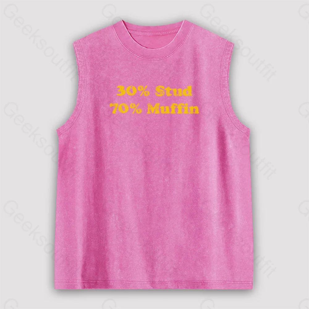 30 Stud 70 Muffin Unisex Washed Tank Pink / S