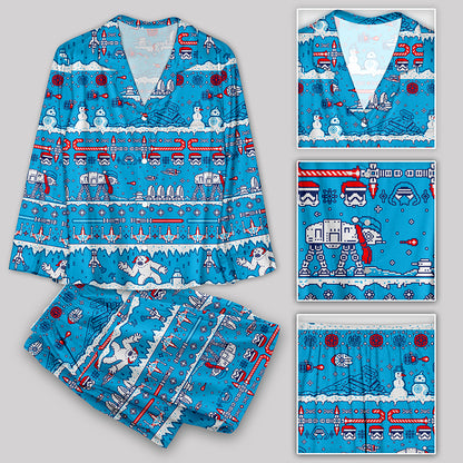 Pixel Art Robot Christmas Pajamas Set