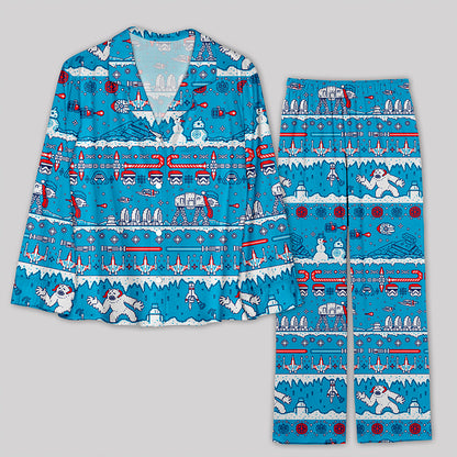 Pixel Art Robot Christmas Pajamas Set