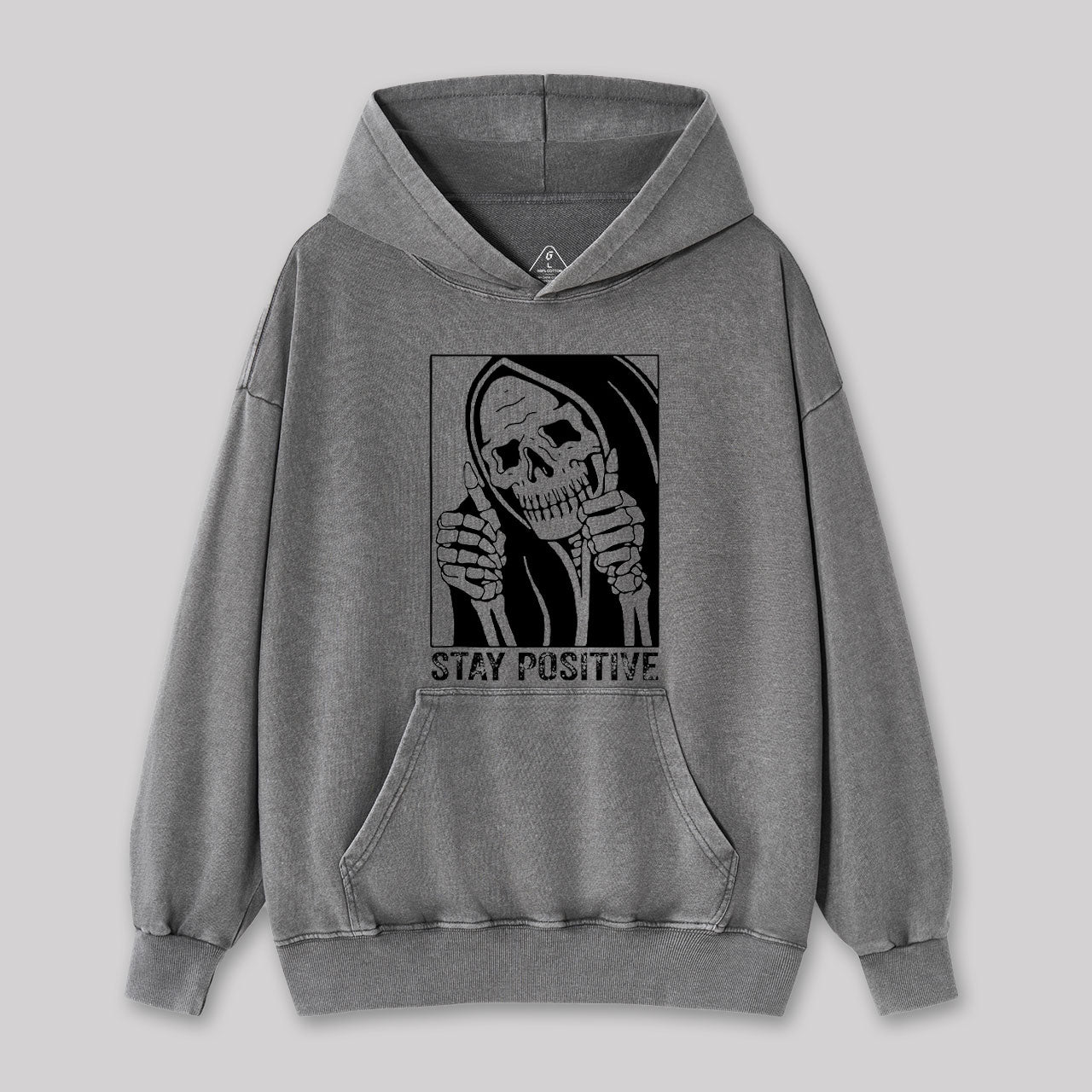 Skull Stay Positive Skeleton Washed Hoodie