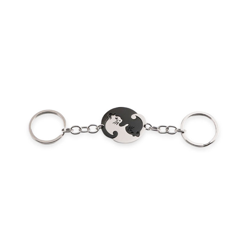 Hug Kitten Stainless Steel Spliced Keychain