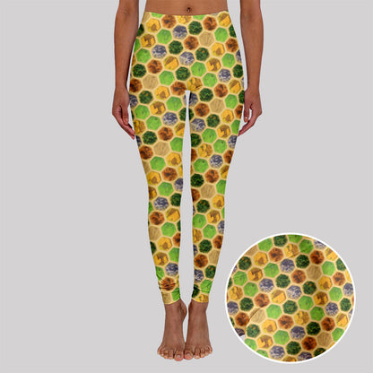 Board Game Map Green Geek Leggings