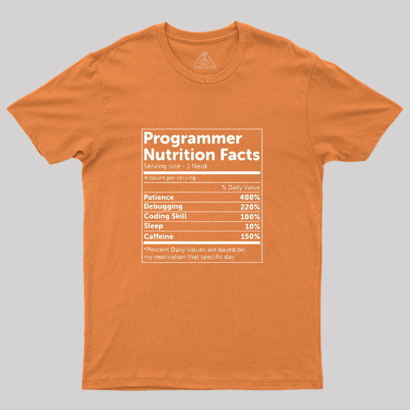 Programmer Nutrition Facts  T-Shirt