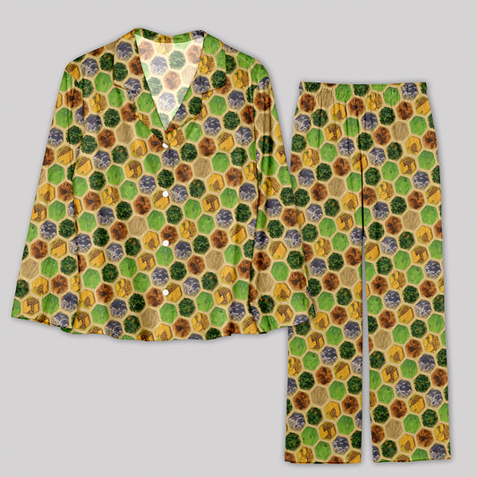 Board Game Map Green Pajamas Set