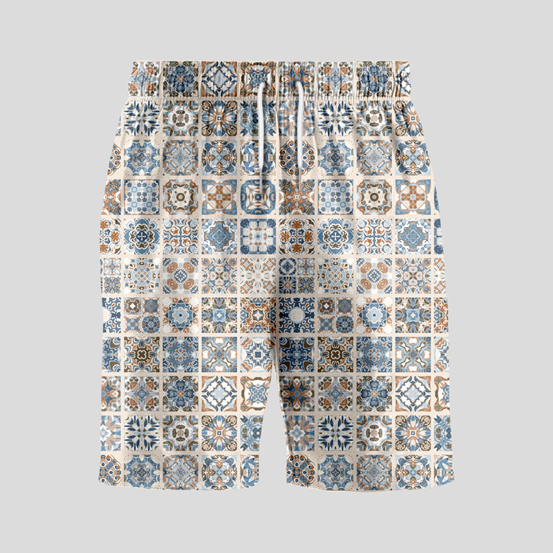 Portuguese Retro Tile Pattern Shirt & Short Set