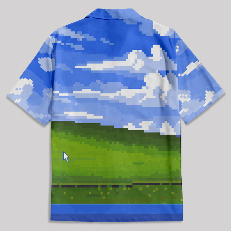 Win XP Wallpaper Pixel Button Up Pocket Shirt