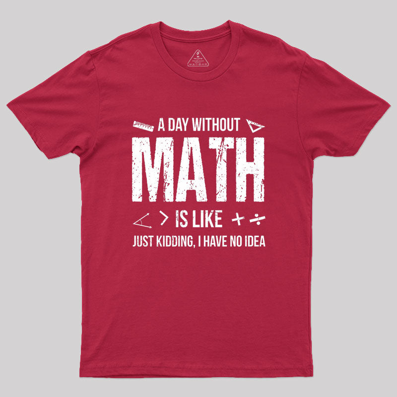 A Day Without Math Is Like Funny Geek T-Shirt