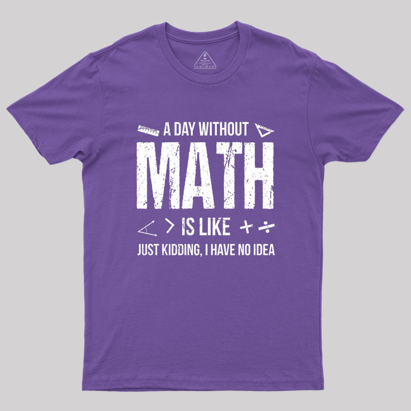 A Day Without Math Is Like Funny Geek T-Shirt