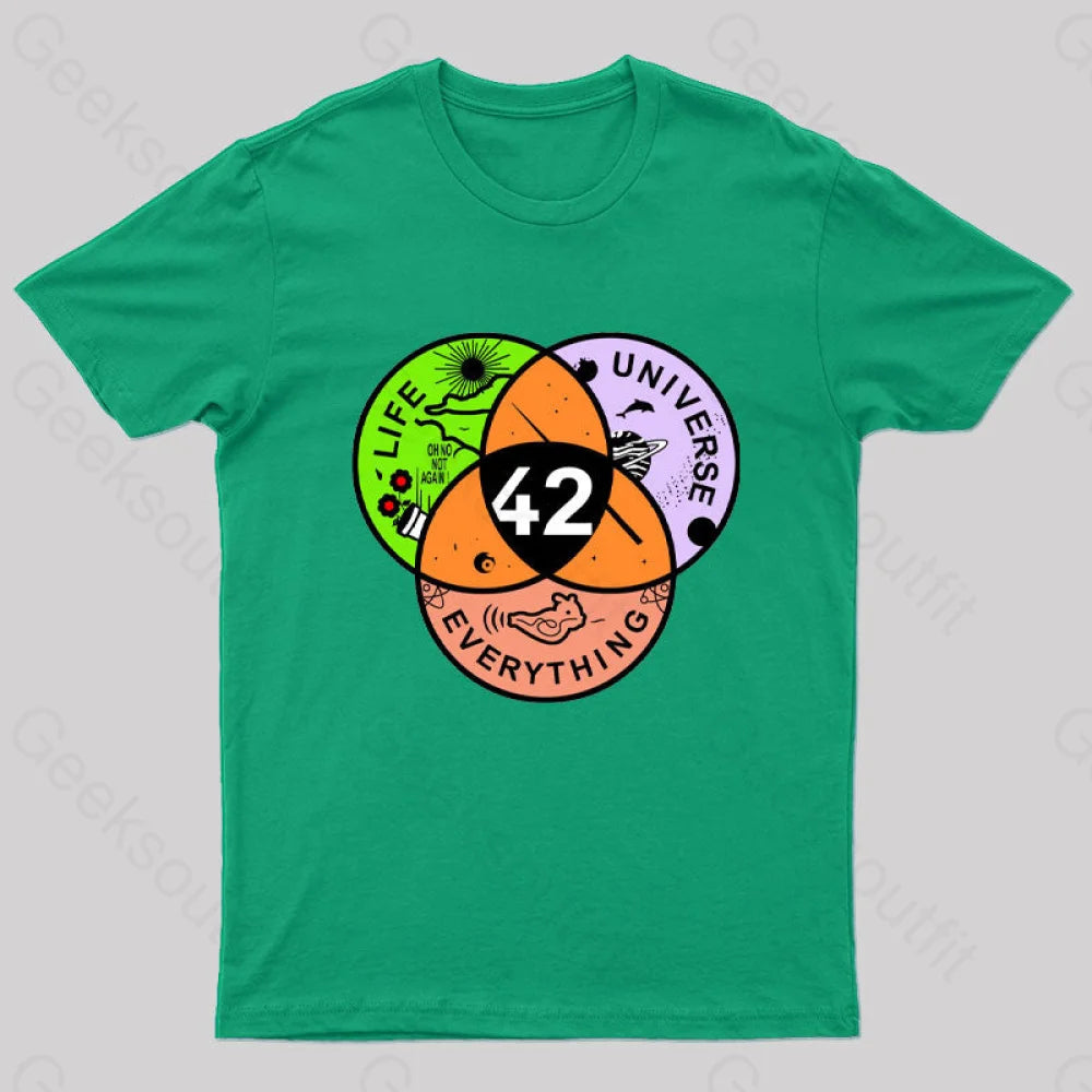 42 Answer To Life Universe And Everything T-Shirt Green / S