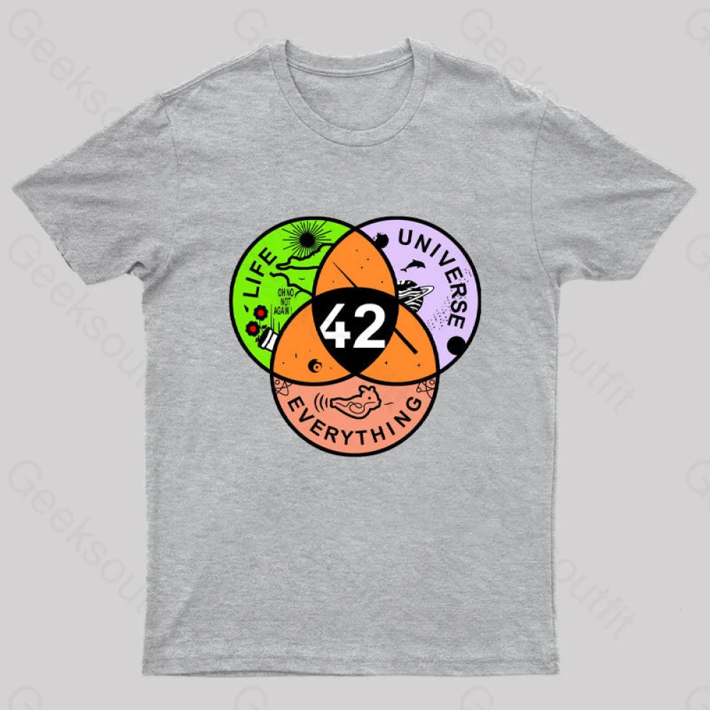 42 Answer To Life Universe And Everything T-Shirt Grey / S