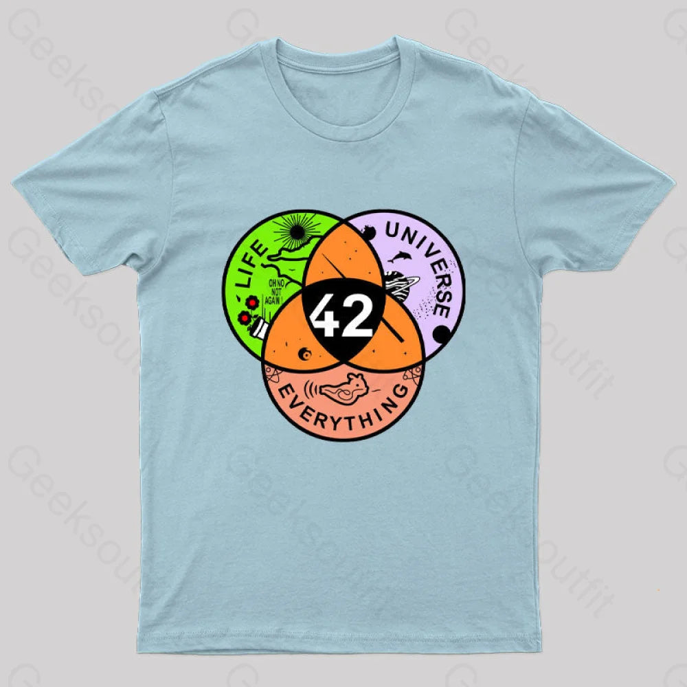 42 Answer To Life Universe And Everything T-Shirt Light Blue / S