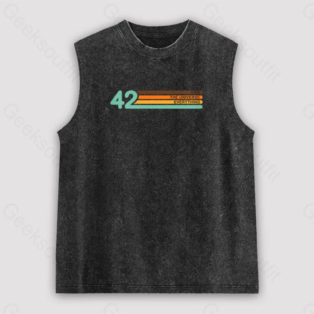 42 Everthing Unisex Washed Tank Black / S