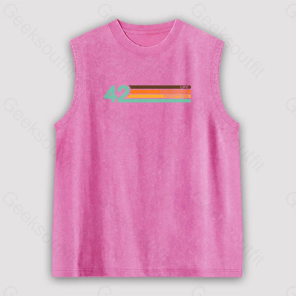 42 Everthing Unisex Washed Tank Pink / S