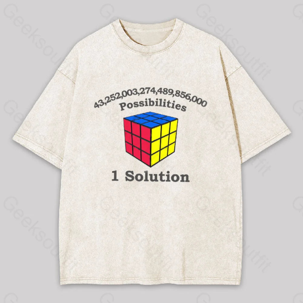 43 Quadrillion Possibilities 1 Solution Washed T-Shirt Apricot / S