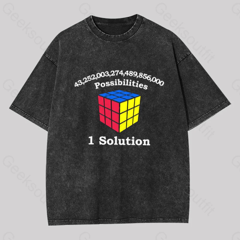 43 Quadrillion Possibilities 1 Solution Washed T-Shirt Black / S