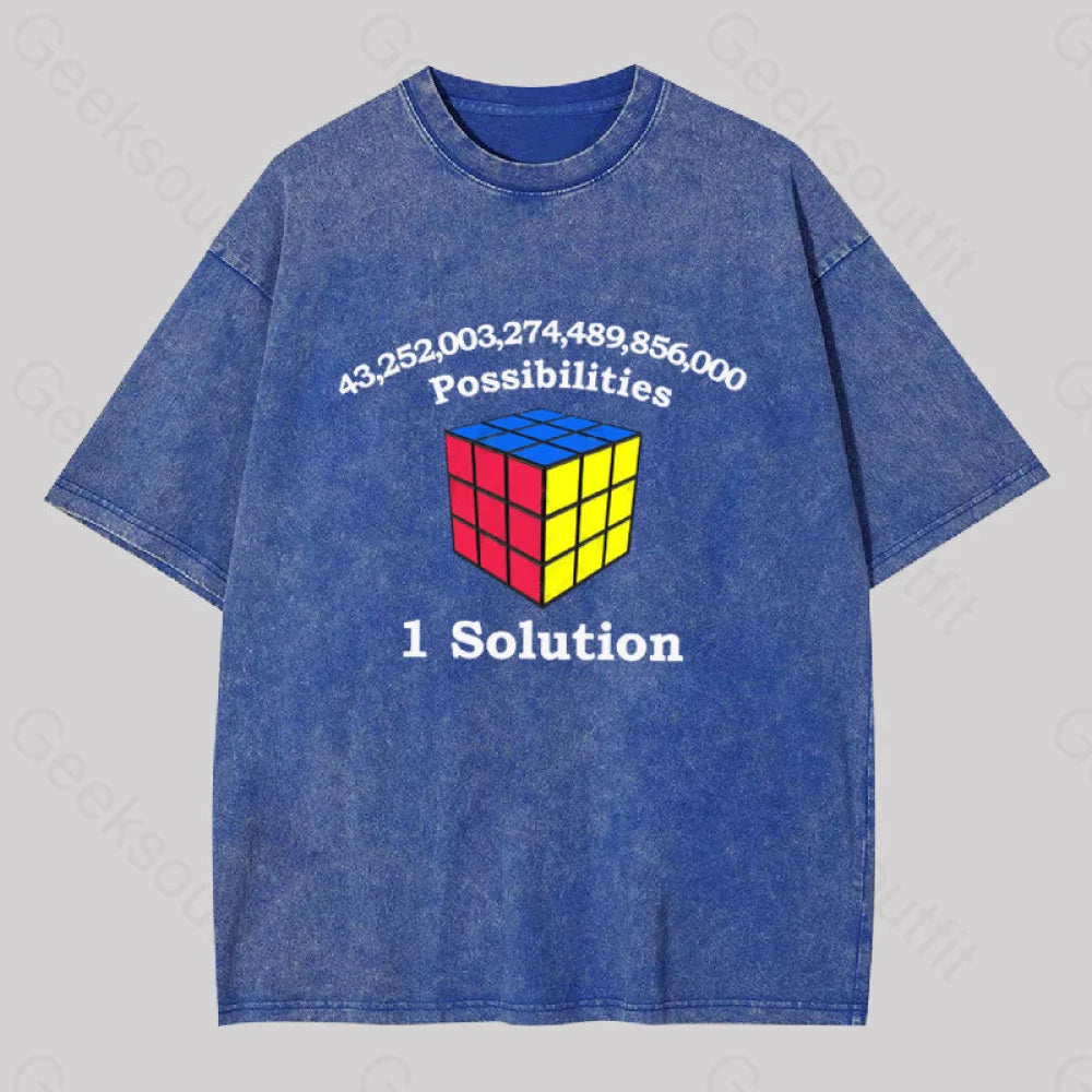 43 Quadrillion Possibilities 1 Solution Washed T-Shirt Blue / S