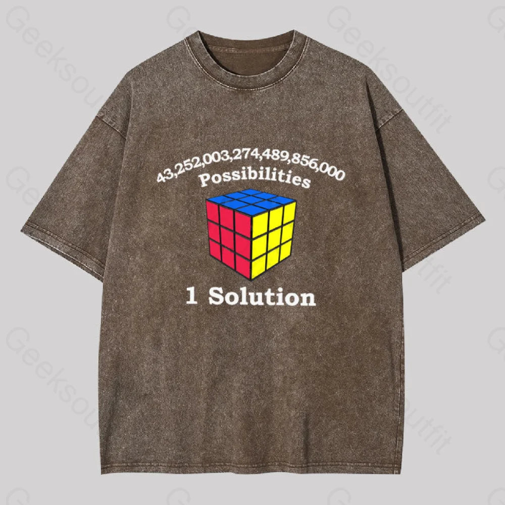 43 Quadrillion Possibilities 1 Solution Washed T-Shirt Coffee / S