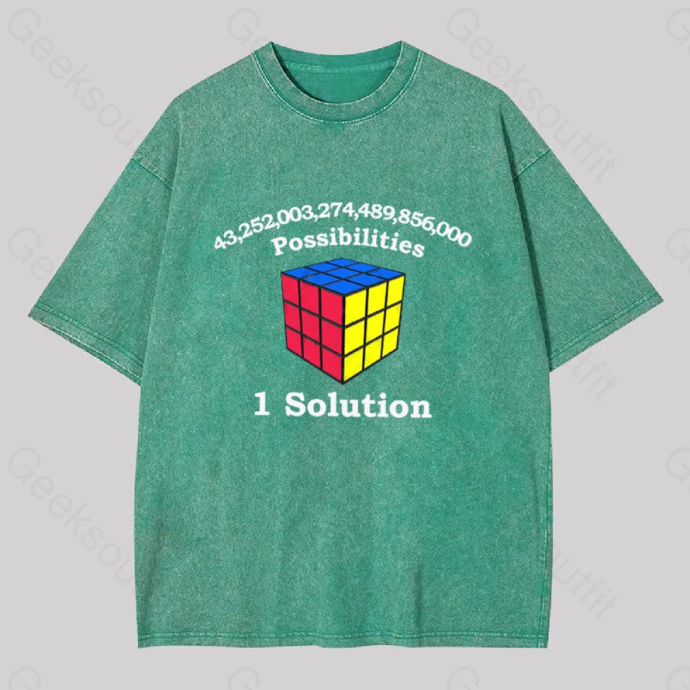 43 Quadrillion Possibilities 1 Solution Washed T-Shirt Grass Green / S