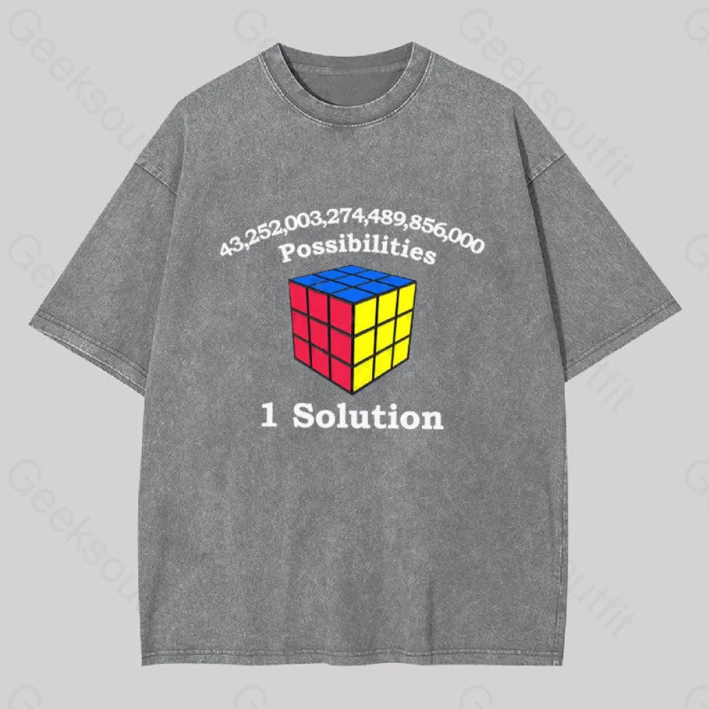 43 Quadrillion Possibilities 1 Solution Washed T-Shirt Grey / S