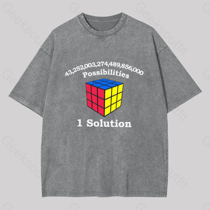 43 Quadrillion Possibilities 1 Solution Washed T-Shirt Grey / S