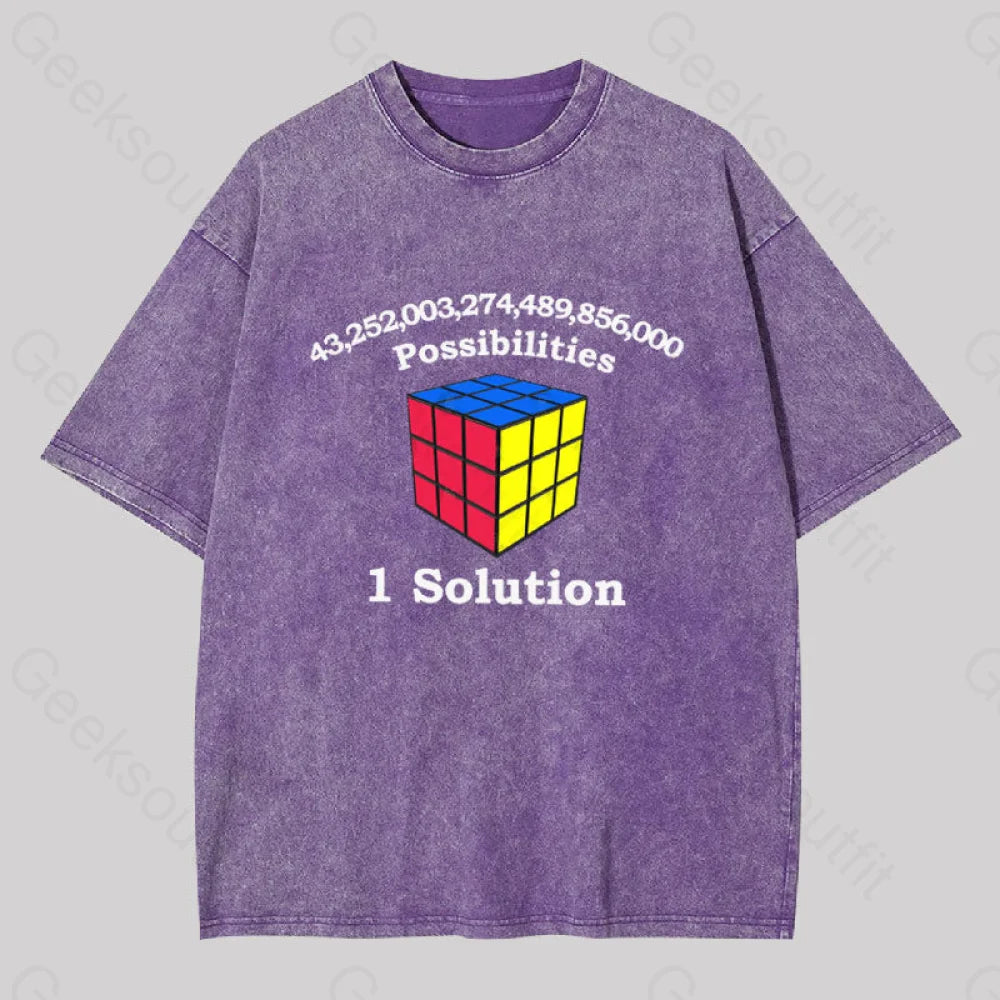 43 Quadrillion Possibilities 1 Solution Washed T-Shirt Purple / S