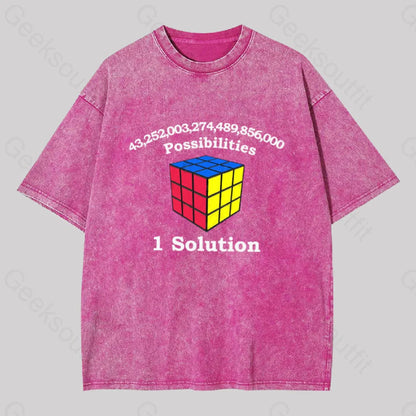 43 Quadrillion Possibilities 1 Solution Washed T-Shirt Rose Red / S