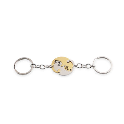 Hug Kitten Stainless Steel Spliced Keychain