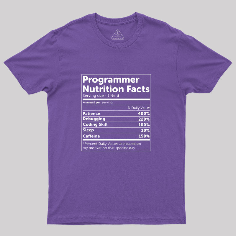 Programmer Nutrition Facts  T-Shirt