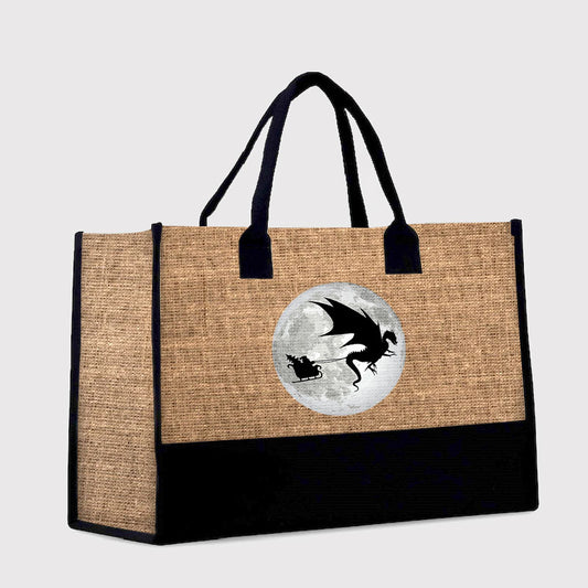 Christmas Santa Claus Moon Shadow Cotton Tote Bag