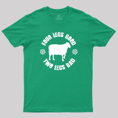 Orwell Animal Farm Four Legs Good Two Legs Bad Geek T-Shirt