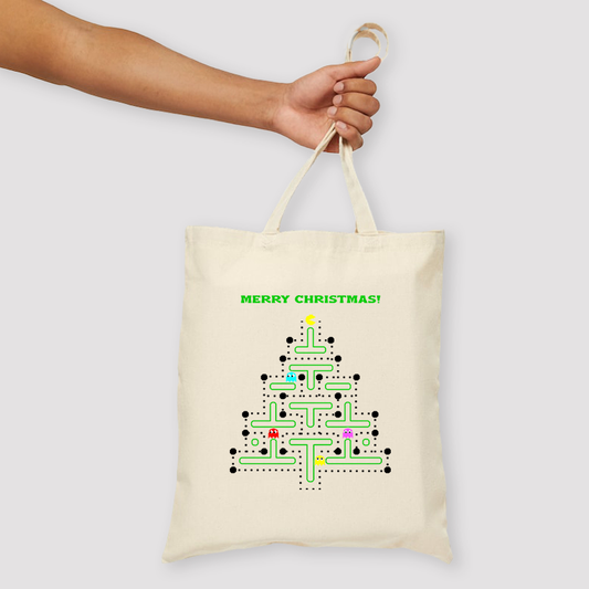 Christmas Pac Man Unisex Tote Bag