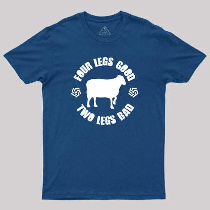 Orwell Animal Farm Four Legs Good Two Legs Bad Geek T-Shirt