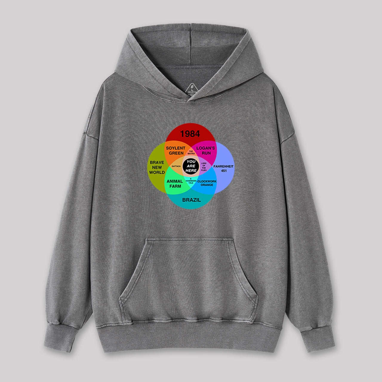 Dystopian Venn Diagram You Are Here Washed Hoodie