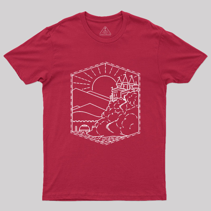 Wizard Castle Book Lineart Geek T-Shirt