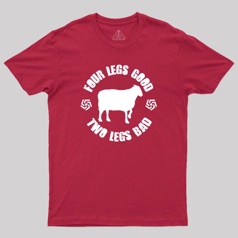 Orwell Animal Farm Four Legs Good Two Legs Bad Geek T-Shirt