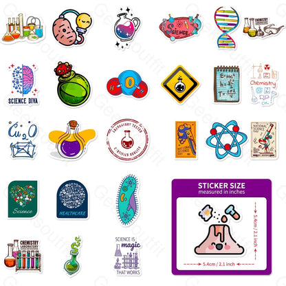 50 Sheets Of Science Laboratory Computer Luggage Stickers