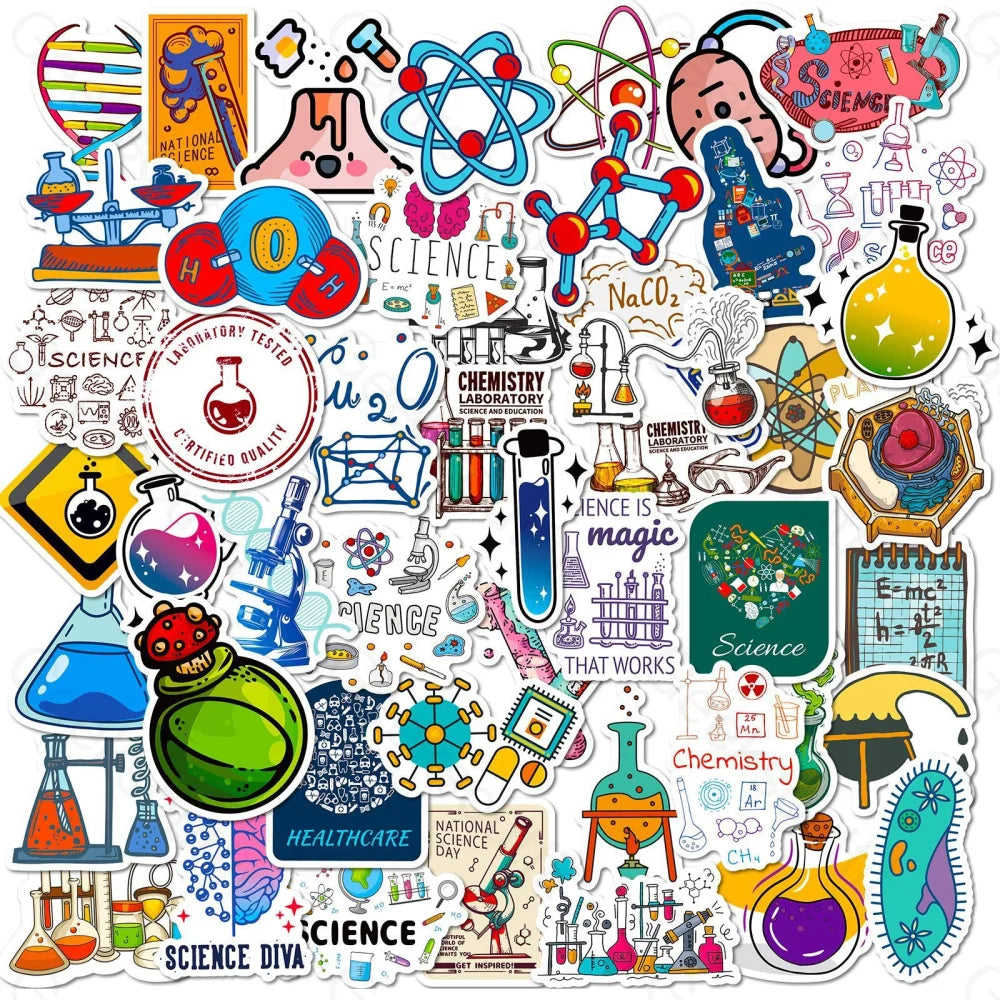 50 Sheets Of Science Laboratory Computer Luggage Stickers T01040854 Homemade-2C 1-50 Sheets