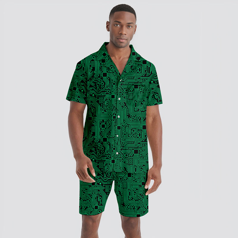 Computer Circuit Board Green Shirt & Short Set